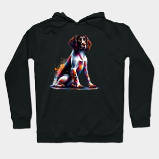 Lively Small Munsterlander Pointer in Vivid Splash Art Hoodie